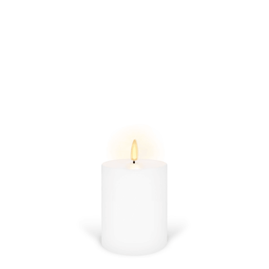 Flameless Candles - Enjoy Living - Enjoy Living Uyuni Nordic White Smooth Flameless Candle - Small Pillar - The Gift Company