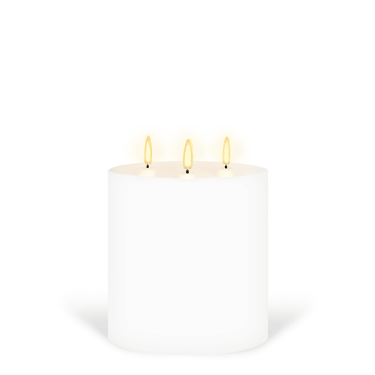 Flameless Candles - Enjoy Living - Enjoy Living Uyuni Nordic White Smooth Flameless Candle - Triple Wick - The Gift Company