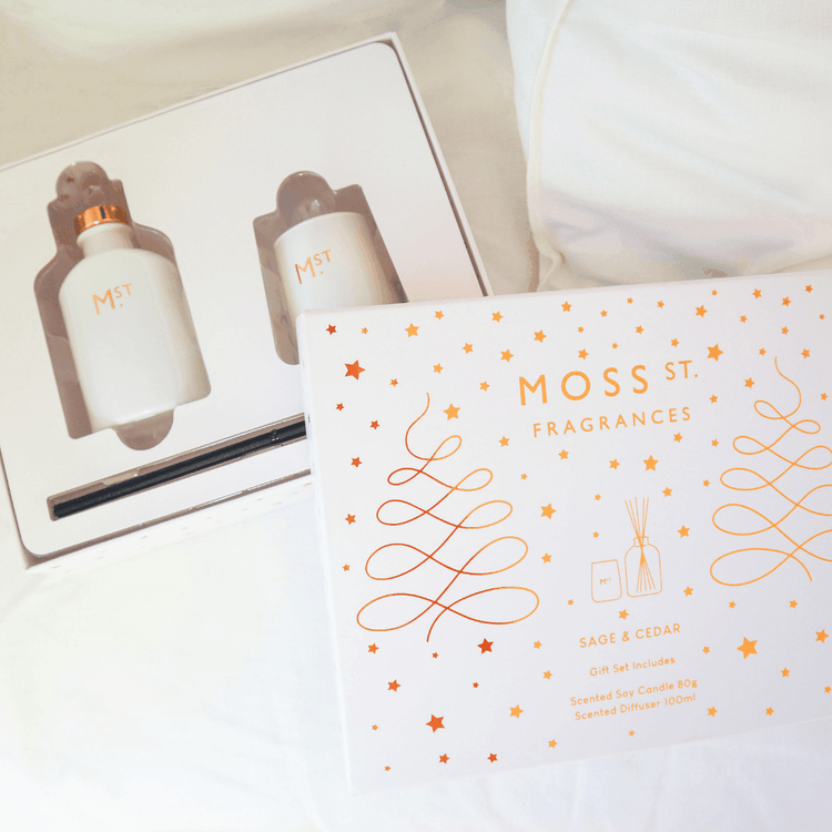 Gift Box - Moss St - MOSS ST Candle & Diffuser Gift Set - Sage & Cedar - The Gift Company