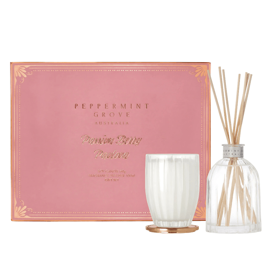 Gift Set - Peppermint Grove - Peppermint Grove Passion Berry Pavlova Candle & Diffuser Gift Set - The Gift Company