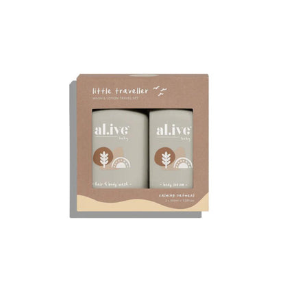 Gift Set - The Gift Company - Baby Gift Set - Gund It’s A Girl Teddy Bear & al.ive body Little Traveller Wash & Lotion Set - The Gift Company