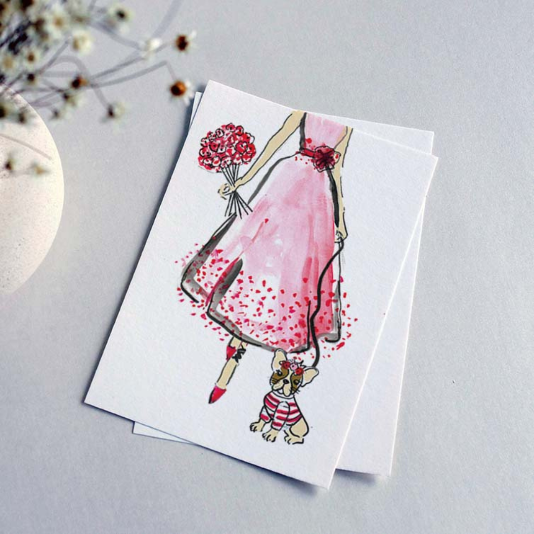 Greeting Card - Susan Keiran - Susan Keiran Greeting Card Madeline Pink - The Gift Company