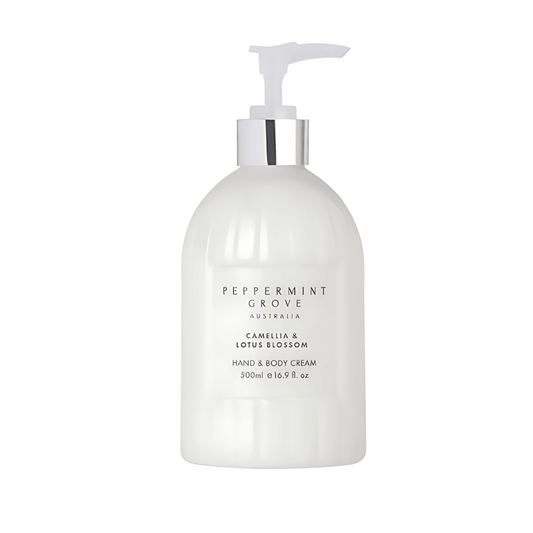Hand & Body Cream - Peppermint Grove - Peppermint Grove Camellia & Lotus Blossom Hand & Body Cream 500ml - The Gift Company