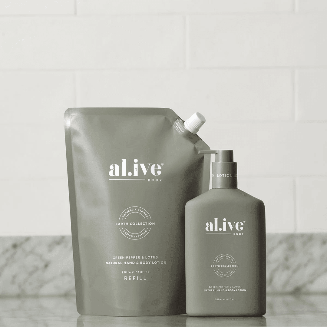 Hand & Body Lotion - Al.ive - al.ive body Hand & Body Lotion Green Pepper & Lotus 1Ltr - The Gift Company