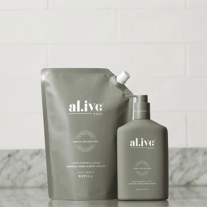 Hand & Body Lotion - Al.ive - al.ive body Hand & Body Lotion Green Pepper & Lotus 1Ltr - The Gift Company
