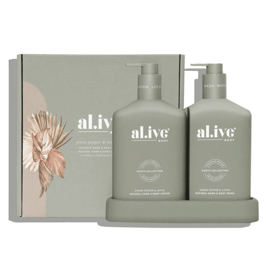 Hand & Body Wash - Al.ive - al.ive body Duo - Green Pepper & Lotus Hand & Body Wash & Lotion - The Gift Company
