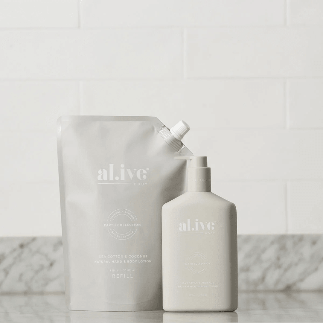 Hand & Body Wash - Al.ive - al.ive body Hand & Body Lotion Refill - Sea Cotton & Coconut 1Ltr - The Gift Company