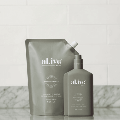 Hand & Body Wash - Al.ive - al.ive body Hand & Body Wash - Green Pepper & Lotus 1L - The Gift Company