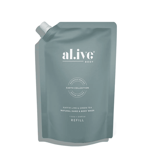 Hand & Body Wash - Al.ive - al.ive body Hand & Body Wash Refill - Kaffir Lime & Green Tea 1L - The Gift Company