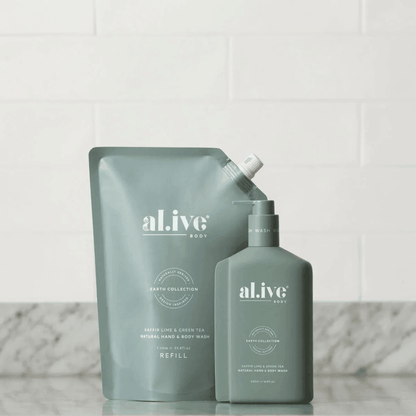 Hand & Body Wash - Al.ive - al.ive body Hand & Body Wash Refill - Kaffir Lime & Green Tea 1L - The Gift Company
