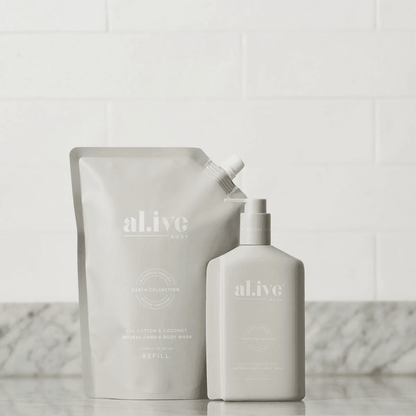 Hand & Body Wash - Al.ive - al.ive body Hand & Body Wash Refill Sea Cotton & Coconut 1L - The Gift Company