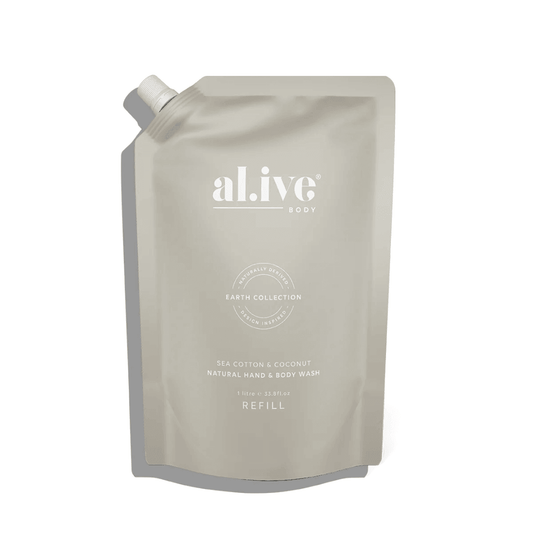 Hand & Body Wash - Al.ive - al.ive body Hand & Body Wash Refill Sea Cotton & Coconut 1L - The Gift Company