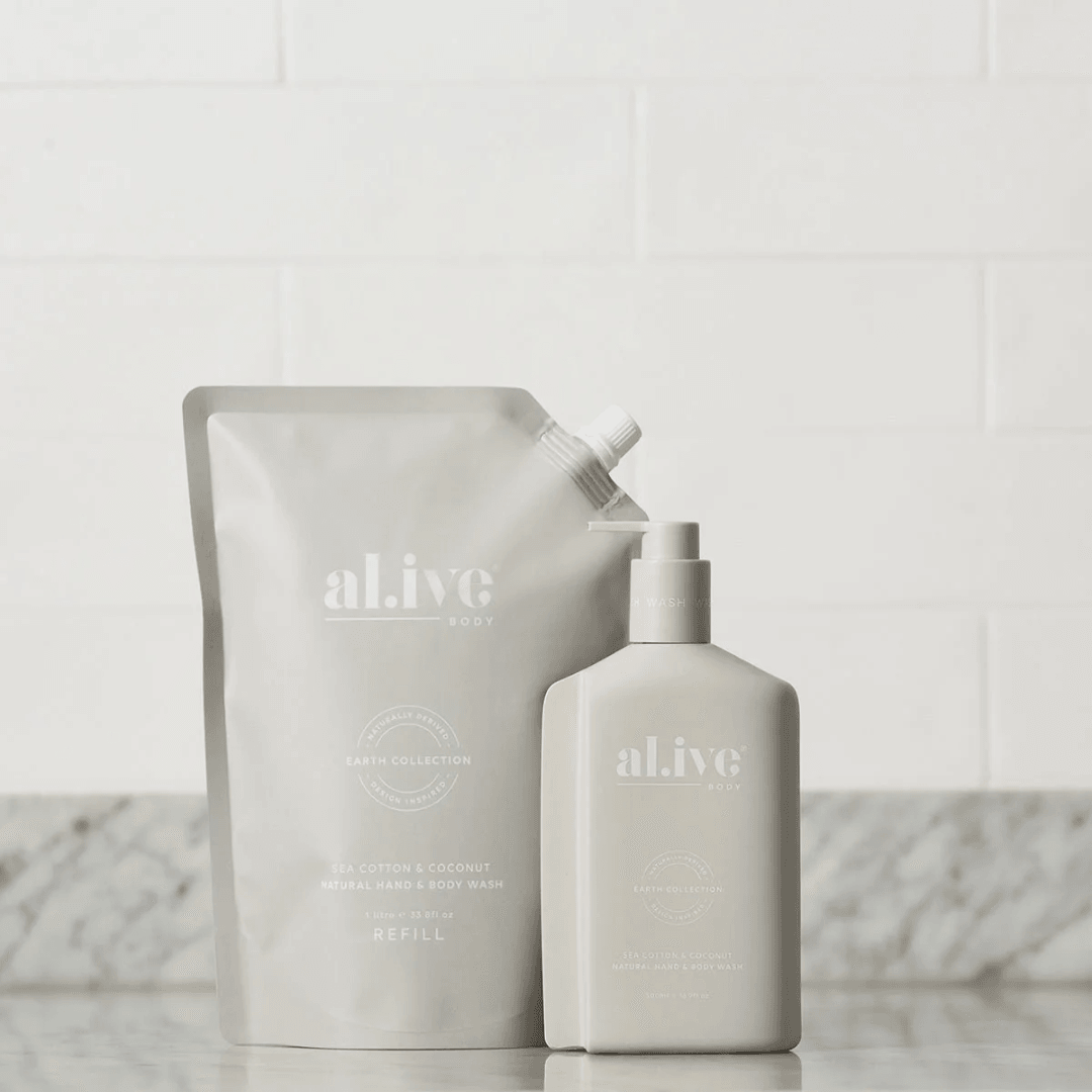 Hand & Body Wash - Al.ive - al.ive body Hand & Body Wash Refill - Sea Cotton & Coconut 1Ltr - The Gift Company