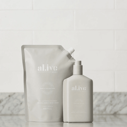 Hand & Body Wash - Al.ive - al.ive body Hand & Body Wash Refill - Sea Cotton & Coconut 1Ltr - The Gift Company