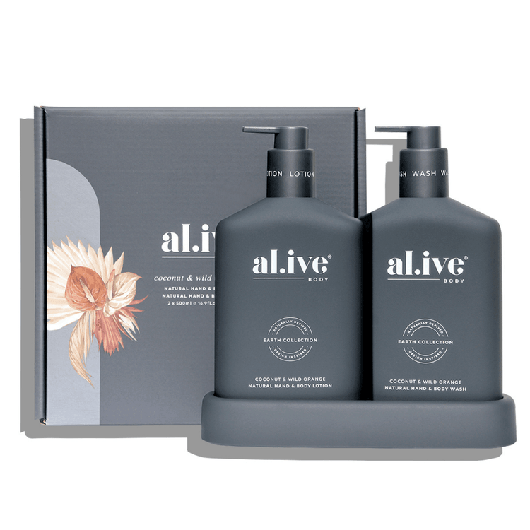 Hand & Body Wash - Al.ive - al.ive Hand Wash & Lotion Duo + Tray | Coconut & Wild Orange - The Gift Company
