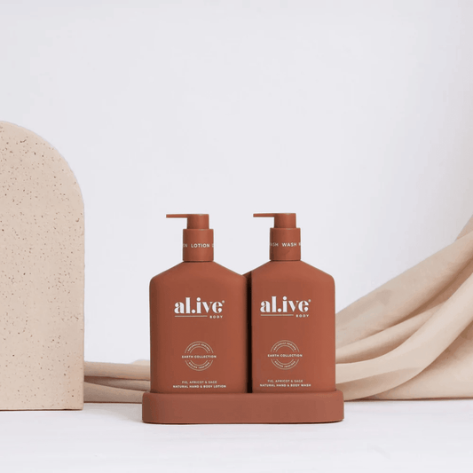 Hand & Body Wash - Al.ive - al.ive Hand Wash & Lotion Duo + Tray | Fig, Apricot & Sage - The Gift Company