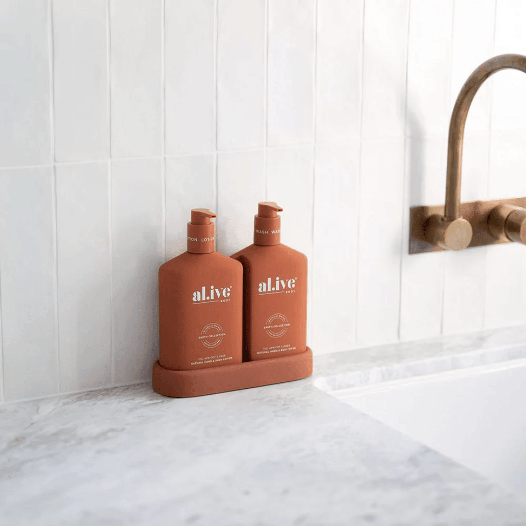 Hand & Body Wash - Al.ive - al.ive Hand Wash & Lotion Duo + Tray | Fig, Apricot & Sage - The Gift Company