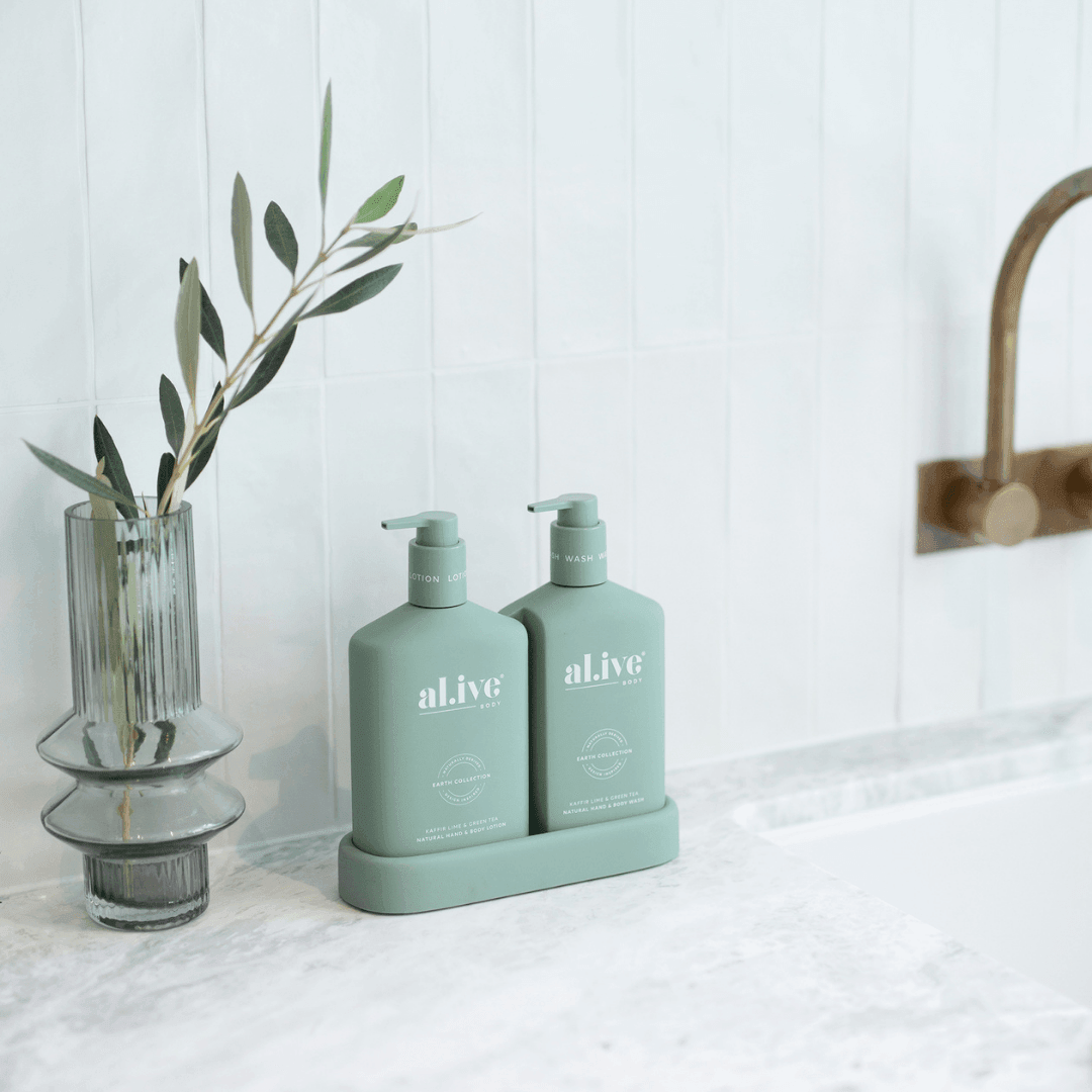Hand & Body Wash - Al.ive - al.ive Hand Wash & Lotion Duo + Tray | Kaffir Lime & Green Tea - The Gift Company