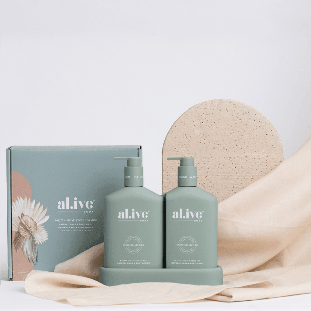 Hand & Body Wash - Al.ive - al.ive Hand Wash & Lotion Duo + Tray | Kaffir Lime & Green Tea - The Gift Company