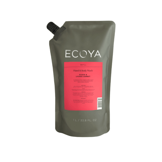Hand & Body Wash - Ecoya - ECOYA Guava & Lychee Sorbet Hand & Body Wash Refill 1L - The Gift Company