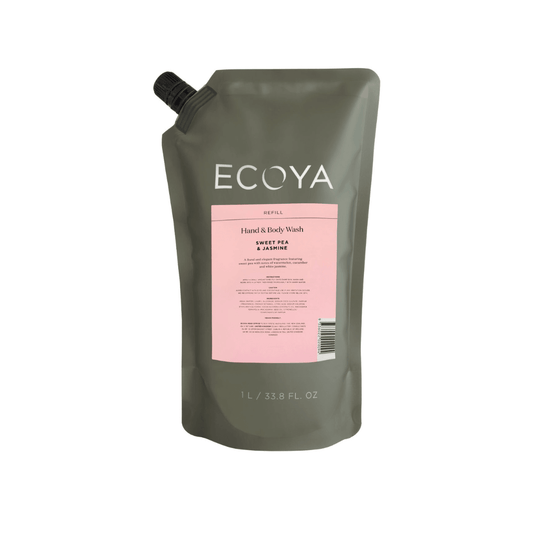 Hand & Body Wash - Ecoya - ECOYA Hand & Body Wash Refill 1L - Sweet Pea & Jasmine - The Gift Company