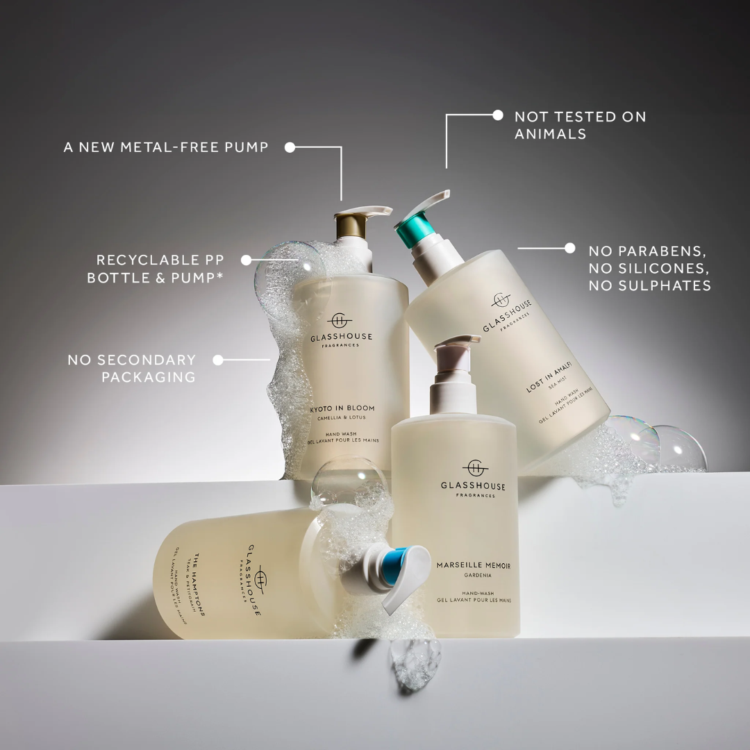 Hand & Body Wash - Glasshouse - Glasshouse Fragrances Kyoto in Bloom Camellia & Lotus Hand Wash 450mL - The Gift Company