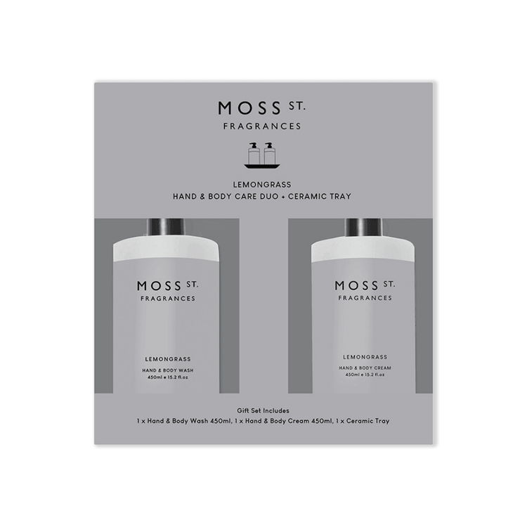 Hand & Body Wash - Moss St - MOSS ST Lemongrass Hand & Body Care Duo + Ceramic Tray - The Gift Company