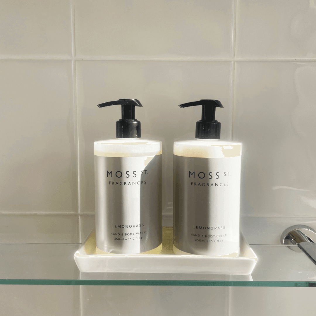 Hand & Body Wash - Moss St - MOSS ST Lemongrass Hand & Body Care Duo + Ceramic Tray - The Gift Company