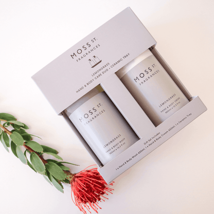 Hand & Body Wash - Moss St - MOSS ST Lemongrass Hand & Body Care Duo + Ceramic Tray - The Gift Company
