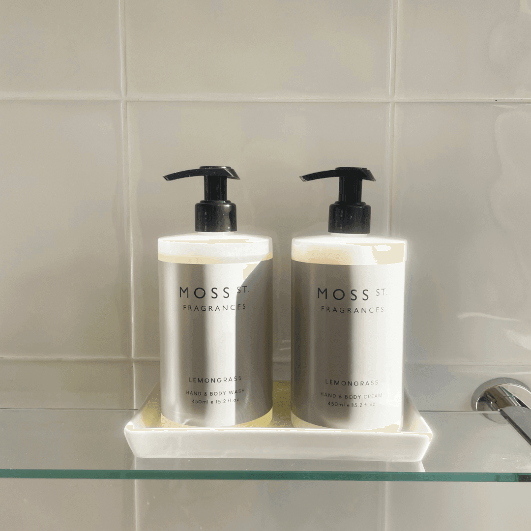 Hand & Body Wash - Moss St - MOSS ST Lemongrass Hand & Body Care Duo + Ceramic Tray - The Gift Company
