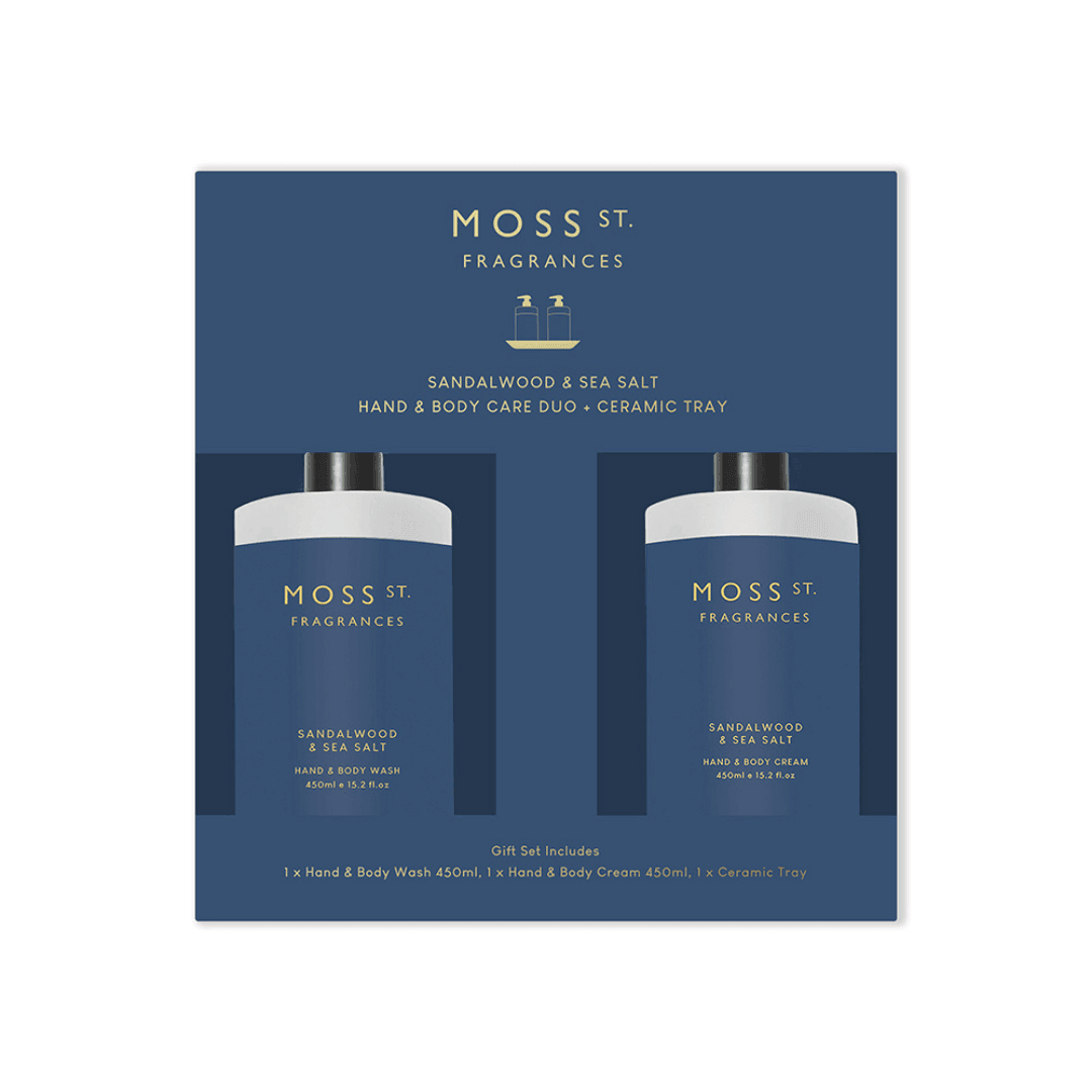 Hand & Body Wash - Moss St - MOSS ST Sandalwood & Sea Salt Hand & Body Care Duo + Ceramic Tray - The Gift Company