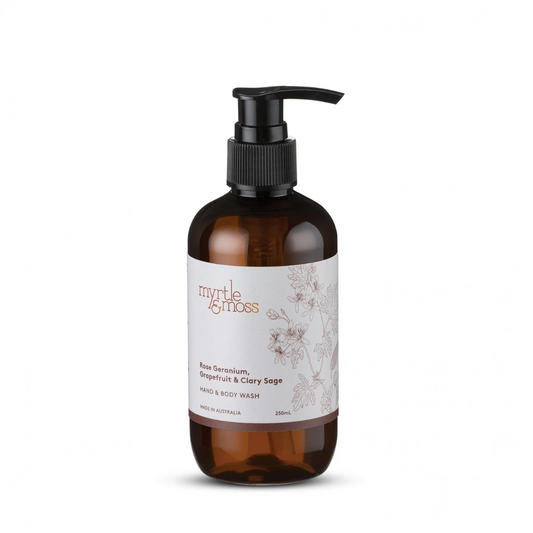 Hand & Body Wash - Myrtle & Moss - Myrtle & Moss Hand & Body Wash Rose Geranium, Grapefruit & Clary Sage 250mL - The Gift Company