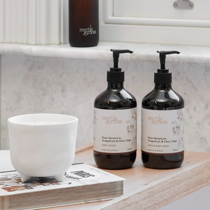 Hand & Body Wash - Myrtle & Moss - Myrtle & Moss Hand & Body Wash Rose Geranium, Grapefruit & Clary Sage 250mL - The Gift Company
