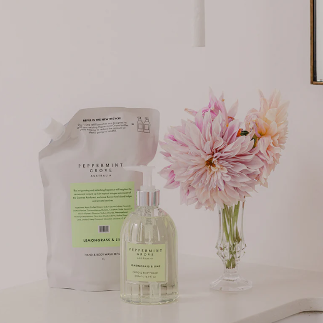 Hand & Body Wash - Peppermint Grove - Peppermint Grove Lemongrass & Lime Hand & Body Wash Refill 1L - The Gift Company