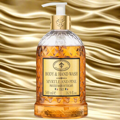 Hand & Body Wash - Saponificio Artigianale Fiorentino - Saponificio Artigianale Fiorentino Body & Hand Wash Myrtle & Pine 500ml - The Gift Company