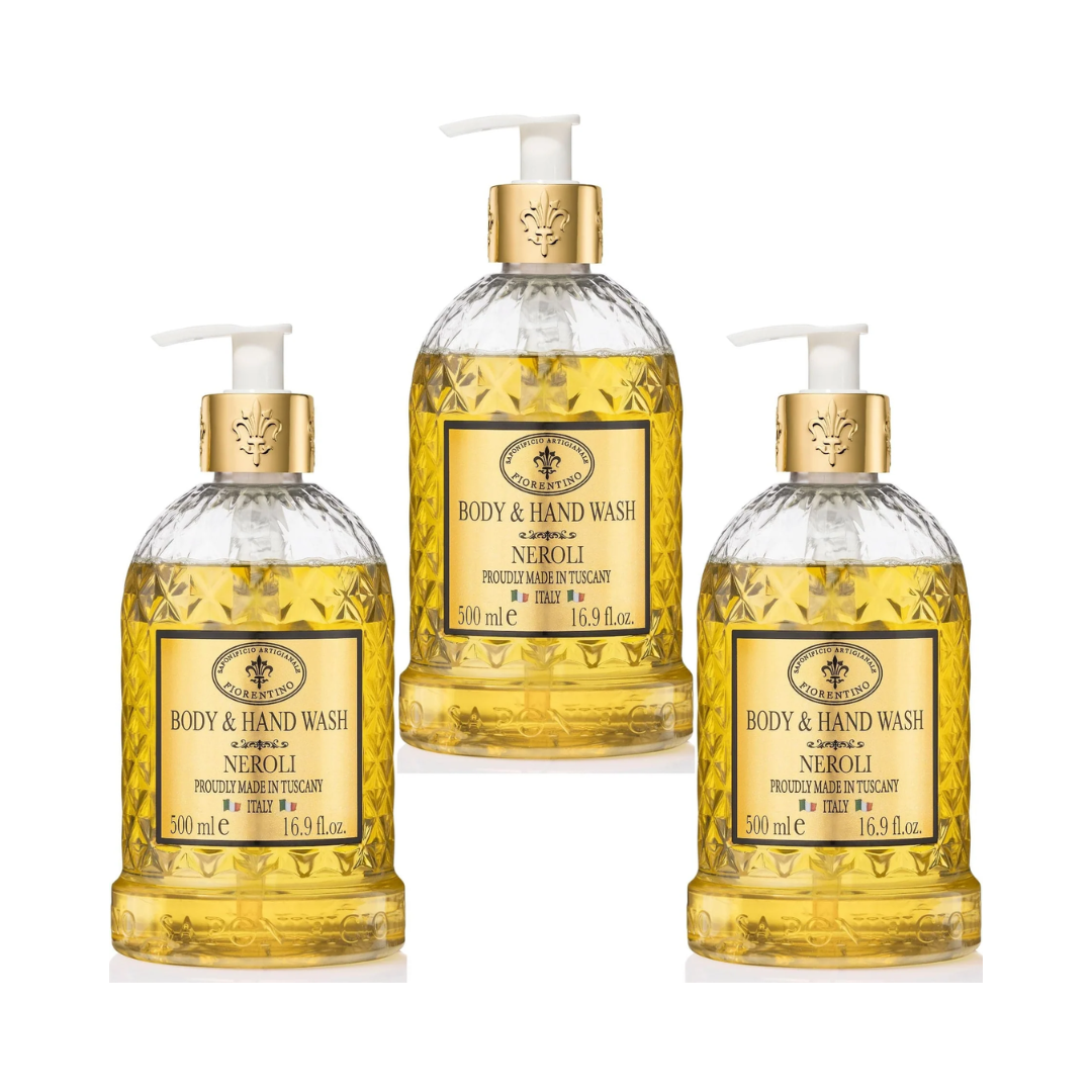 Hand & Body Wash - Saponificio Artigianale Fiorentino - Saponificio Artigianale Fiorentino Body & Hand Wash Neroli Set of 3 x 500ml - The Gift Company