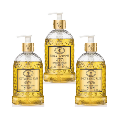 Hand & Body Wash - Saponificio Artigianale Fiorentino - Saponificio Artigianale Fiorentino Body & Hand Wash Neroli Set of 3 x 500ml - The Gift Company