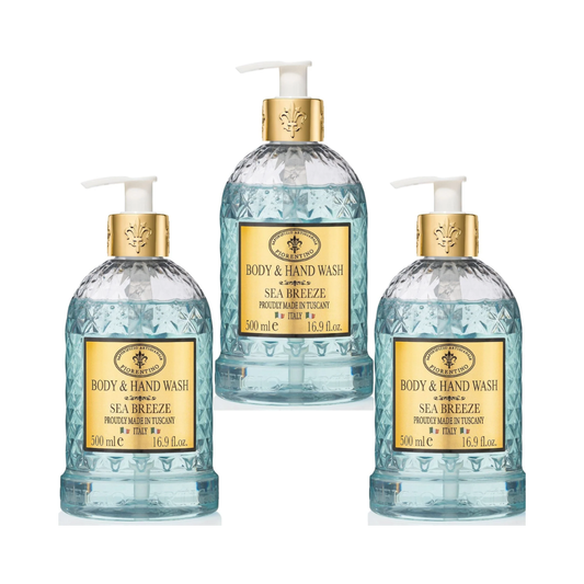 Hand & Body Wash - Saponificio Artigianale Fiorentino - Saponificio Artigianale Fiorentino Body & Hand Wash Sea Breeze Set of 3 x 500ml - The Gift Company