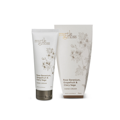 Myrtle & Moss Hand Cream Rose Geranium, Grapefruit & Clary Sage 75mL