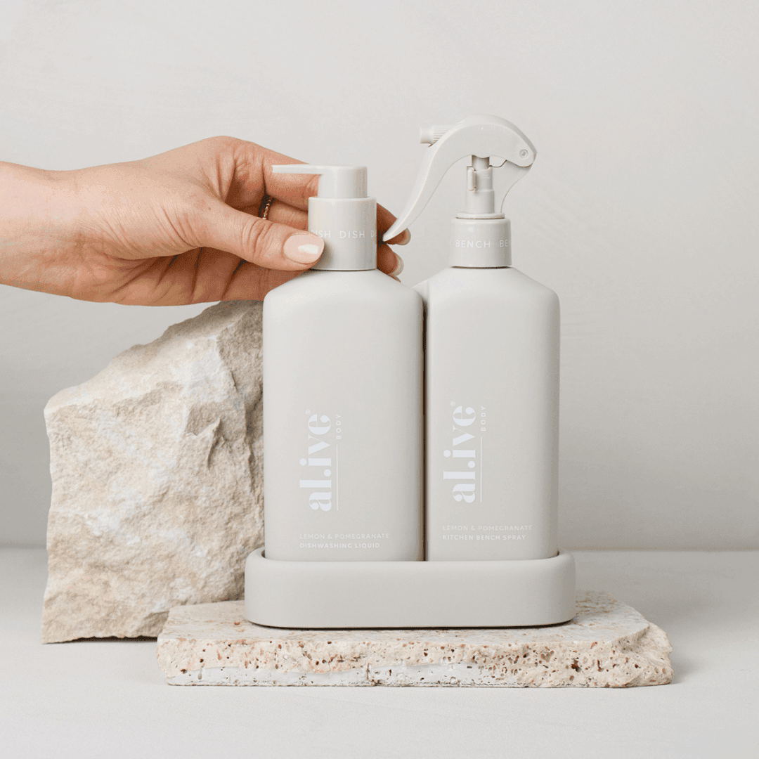 Hand Wash & Dishwashing Liquid - Al.ive - al.ive Hand Wash & Dishwashing Liquid + Tray | Premium Kitchen Duo - The Gift Company