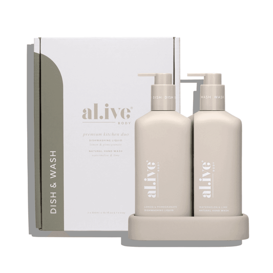 Hand Wash & Dishwashing Liquid - Al.ive - al.ive Hand Wash & Dishwashing Liquid + Tray | Premium Kitchen Duo - The Gift Company