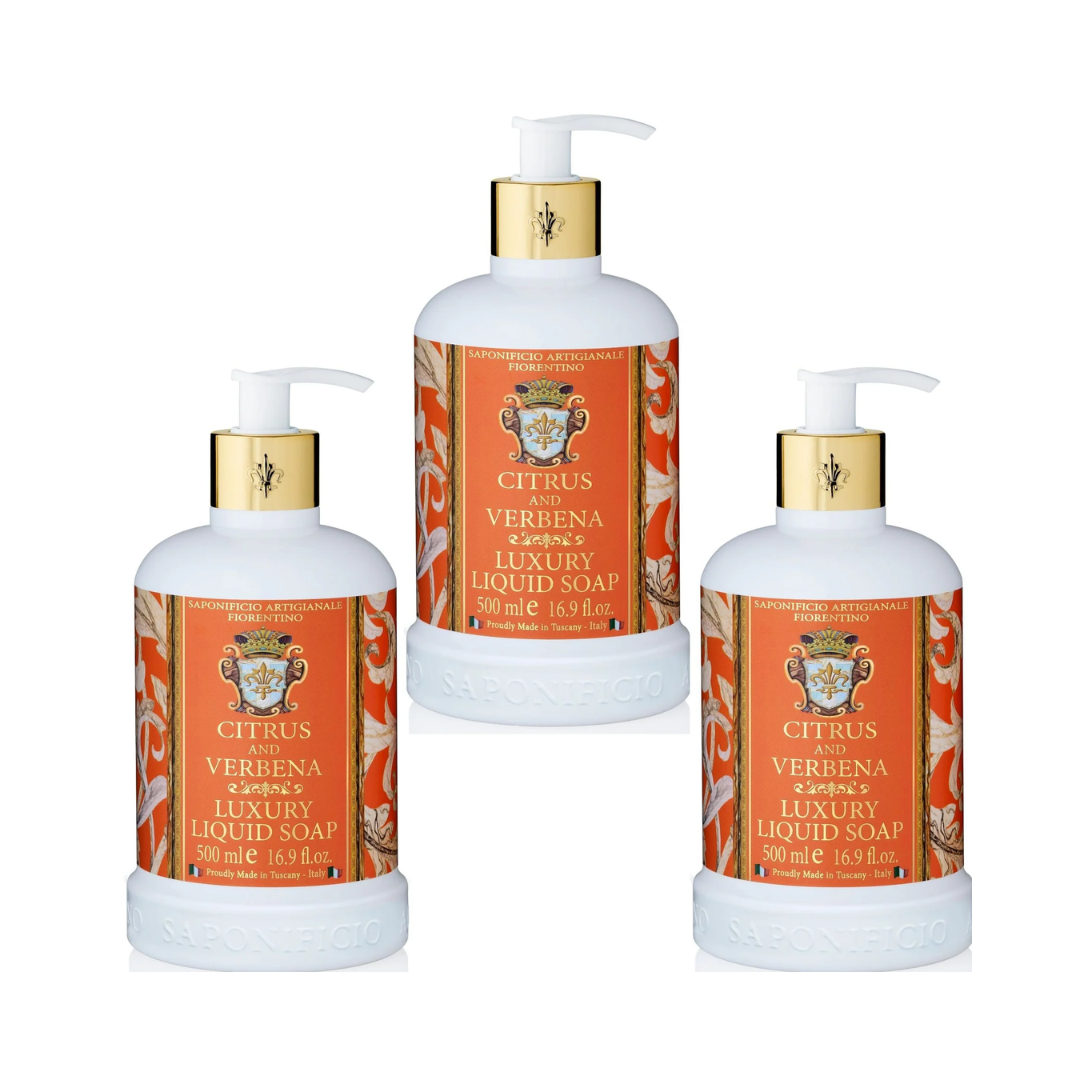 Hand Wash - Saponificio Artigianale Fiorentino - Saponificio Artigianale Fiorentino Citrus & Verbena Hand Wash Set of 3 x 500mL - The Gift Company