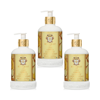 Hand Wash - Saponificio Artigianale Fiorentino - Saponificio Artigianale Fiorentino Kumquat & Lime Hand Wash Set of 3 x 500mL - The Gift Company