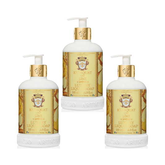 Hand Wash - Saponificio Artigianale Fiorentino - Saponificio Artigianale Fiorentino Kumquat & Lime Hand Wash Set of 3 x 500mL - The Gift Company