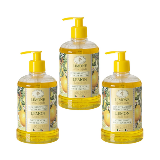 Hand Wash - Saponificio Artigianale Fiorentino - Saponificio Artigianale Fiorentino Lemon Hand Wash Bundle Set of 3 x 500ml - The Gift Company
