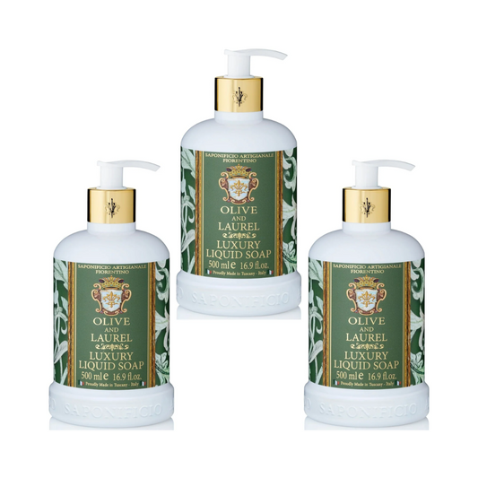 Hand Wash - Saponificio Artigianale Fiorentino - Saponificio Artigianale Fiorentino Olive & Laurel Hand Wash Set of 3 x 500mL - The Gift Company