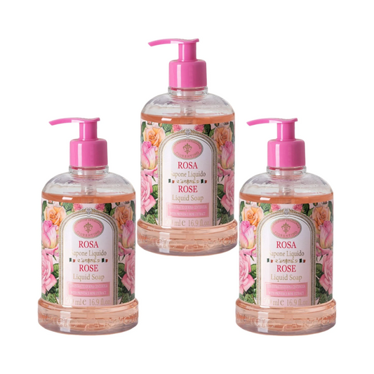 Hand Wash - Saponificio Artigianale Fiorentino - Saponificio Artigianale Fiorentino Rose Hand Wash Set of 3 x 500ml - The Gift Company