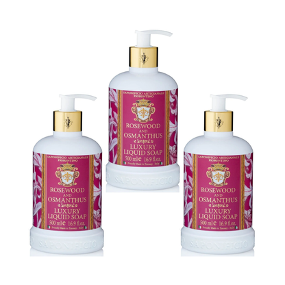 Hand Wash - Saponificio Artigianale Fiorentino - Saponificio Artigianale Fiorentino Rosewood & Osmanthus Hand Wash Bundle Set 3 x 500ml - The Gift Company