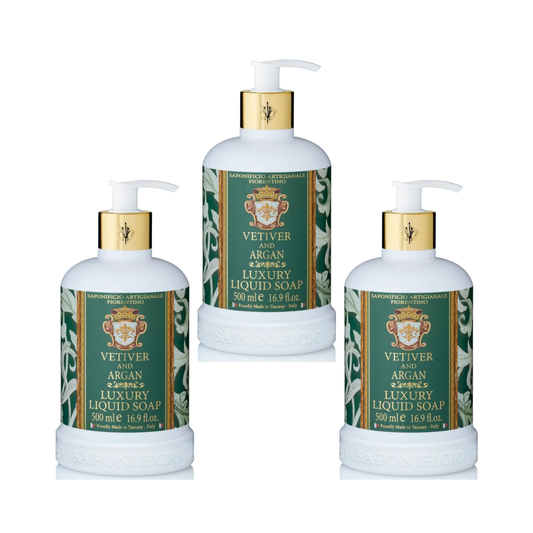 Hand Wash - Saponificio Artigianale Fiorentino - Saponificio Artigianale Fiorentino Vetiver & Argan Hand Wash Bundle Set 3 x 500ml - The Gift Company