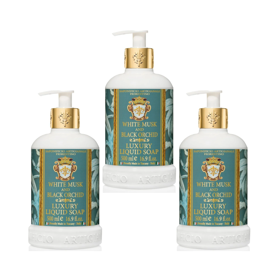 Hand Wash - Saponificio Artigianale Fiorentino - Saponificio Artigianale Fiorentino White Musk & Black Orchid Hand Wash Set of 3 x 500mL - The Gift Company